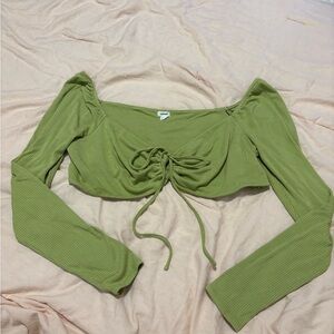 Garage Olive Long Sleeve Crop Top